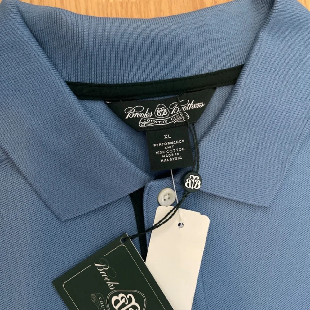 NWT Brooks Brothers Blue Short Sleeve Country Club Polo Collar Shirt Size XL - Picture 5 of 8